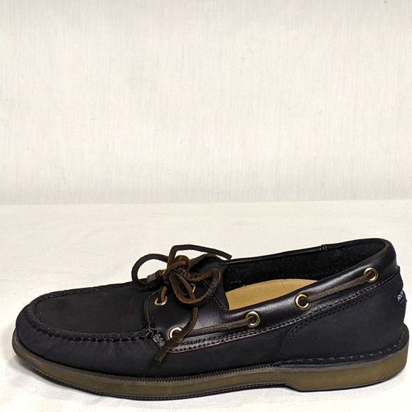 NEW Rockport Mens Perth Leather Boat Shoe Black Leather SOLID SHOE Sz6.5 ExtraW - Picture 2 of 5